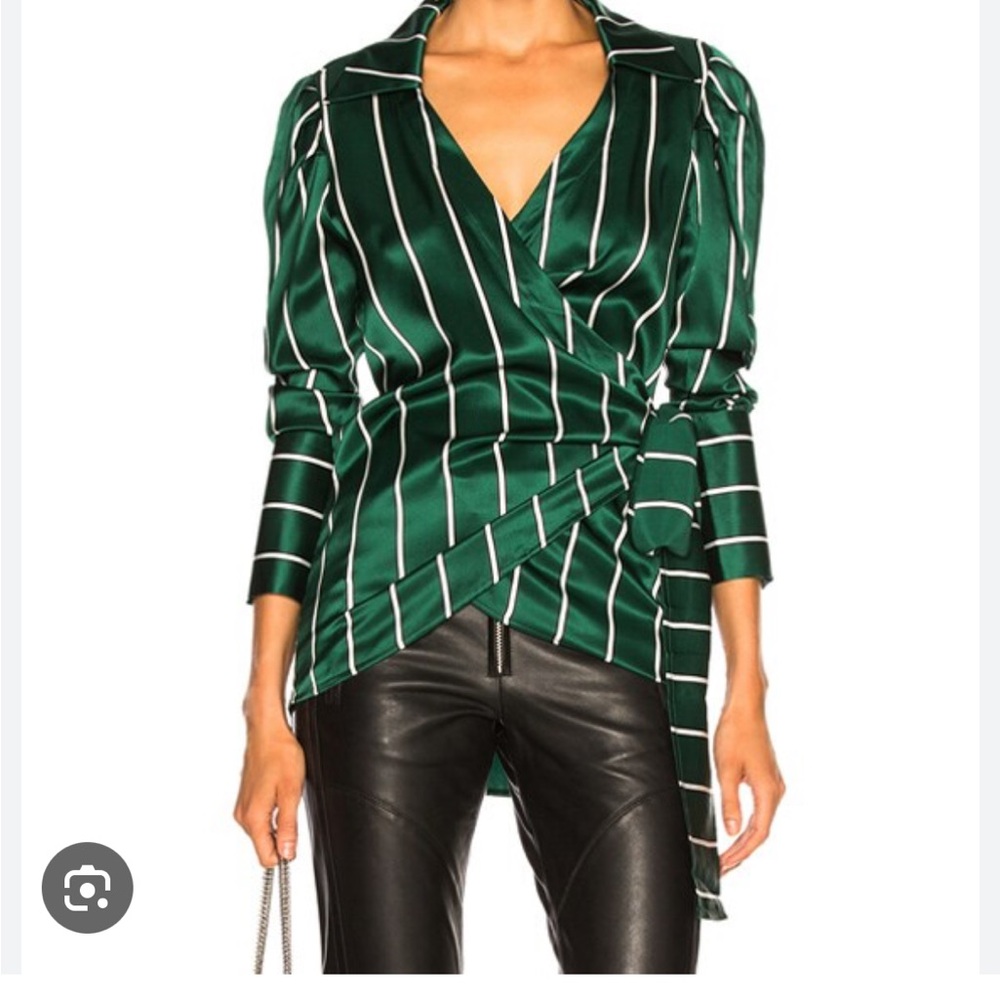Maggie Marilyn Wrap It Up Green Silk Wrap Top size medium